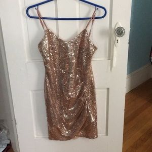 Lulu's bodycon gold party dress